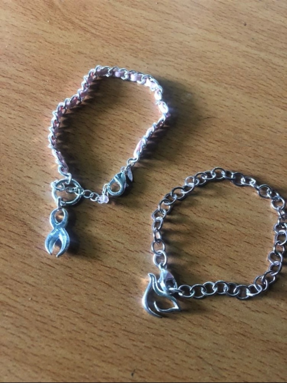 Silver Charm Chain Bracelets - Pair